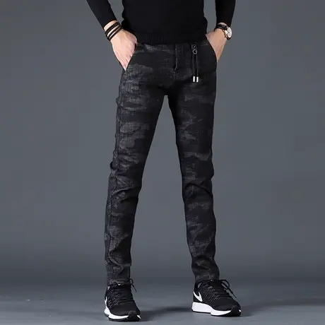 迷彩裤男休闲裤子韩版修身小脚潮流加厚加绒百搭男士牛仔裤秋冬款图片