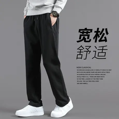 男士春秋裤子爸爸装宽松直筒大码卫裤男款休闲长裤秋天纯棉运动裤商品大图