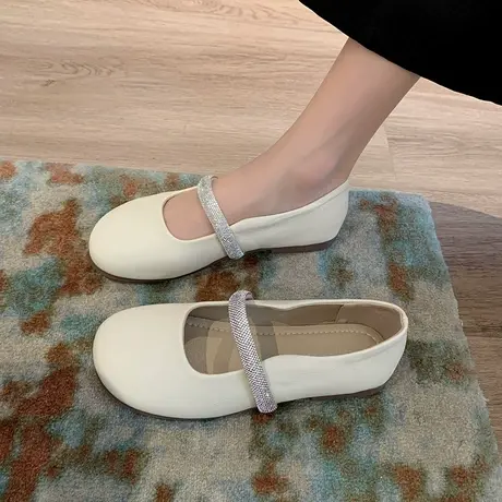 豆豆鞋女夏季2023年新款时尚平底不累脚孕妇鞋一脚蹬水钻百搭单鞋商品大图