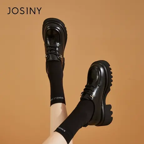 Josiny/卓诗尼厚底乐福鞋女2024新款春季jk小皮鞋法式系带单鞋子商品大图