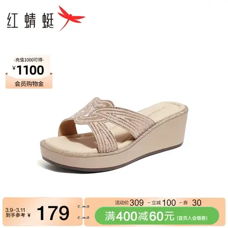 红蜻蜓妈妈拖女鞋2024新款中老年拖鞋女外穿时尚舒适一字带半拖鞋商品大图