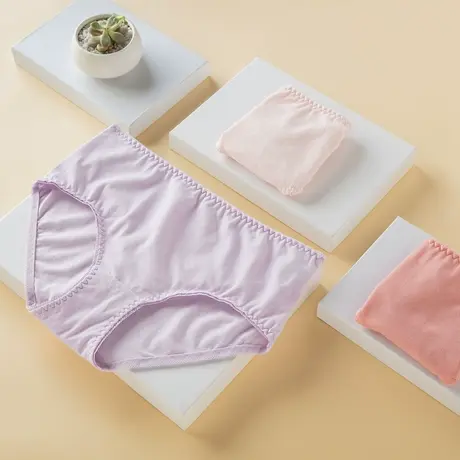 三枪3枚装女艾草抗菌三角弹力中腰短裤亲肤薄款女内裤41002图片