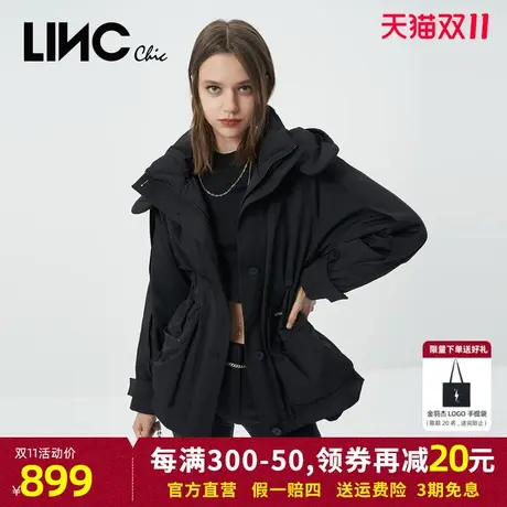 LINC金羽杰羽绒服女2023年秋冬新款风衣感反季断码短款女款派克服商品大图
