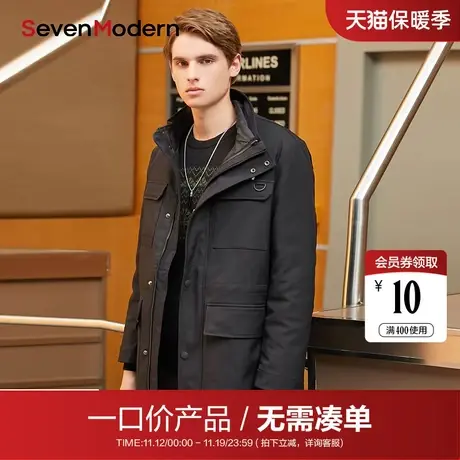 【清仓商场同款】柒牌男装潮牌SevenModern大衣时尚风衣外套图片