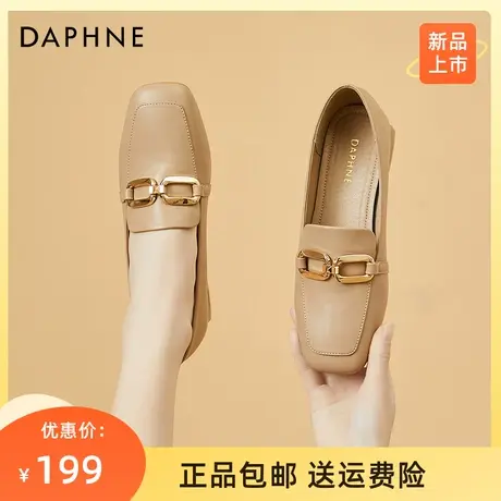 达芙妮旗舰店小皮鞋女软底舒适秋冬新款英伦风乐福鞋方头粗跟单鞋商品大图