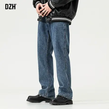 男士蓝色牛仔裤男直筒宽松裤子潮牌2023新款休闲裤百搭老爹裤长裤商品大图