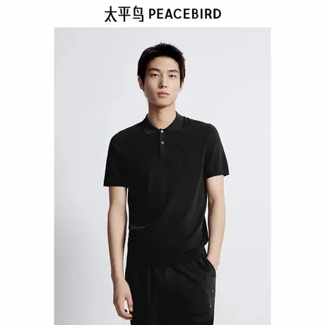 太平鸟男装男士短袖字母印花时尚休闲poloB1EEE2118图片