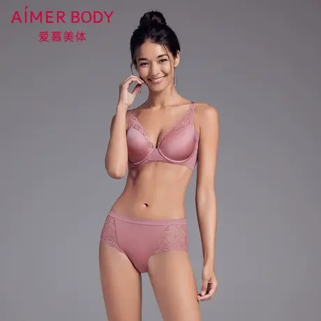 爱慕Body内裤女性感蕾丝柔软双层本布贴肤包臀中腰平角裤AD230081图片