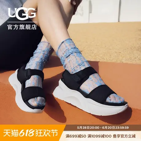 UGG春季新款女士时尚舒适坡跟厚底露趾可调节束带休闲凉鞋1170552图片
