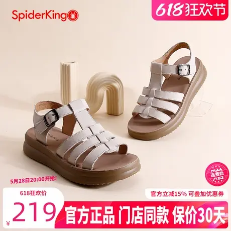 蜘蛛王女鞋2025夏季真皮外穿猪笼鞋露趾休闲沙滩鞋厚底罗马凉鞋女商品大图