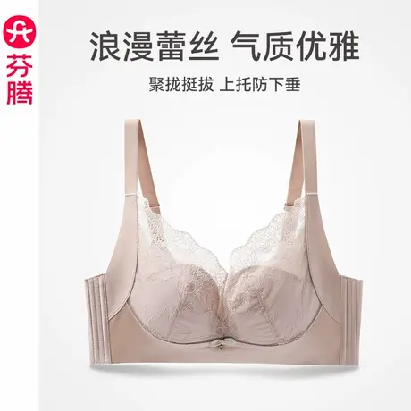 芬腾内衣女大胸显小聚拢性感蕾丝文胸上托防下垂无钢圈收副乳胸罩商品大图