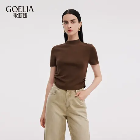 歌莉娅秋季新品半高领修身毛织套头衫1E8C5G300图片