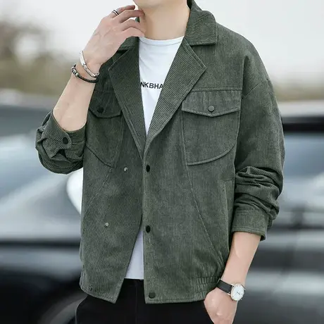 灯芯绒夹克男士外套2023春秋季新款港风痞帅百搭棒球服休闲上衣服商品大图