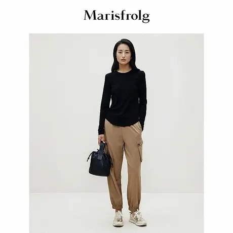 Marisfrolg玛丝菲尔T恤修身简约风经典黑图片