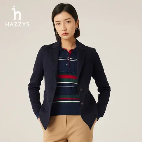 【商场同款】Hazzys哈吉斯羊毛休闲单西女秋冬季新款修身西装外套图片