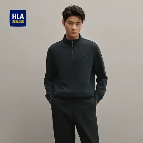 HLA/海澜之家撞色字母休闲上衣25秋季新款半高拉链弹力休闲长袖男商品大图