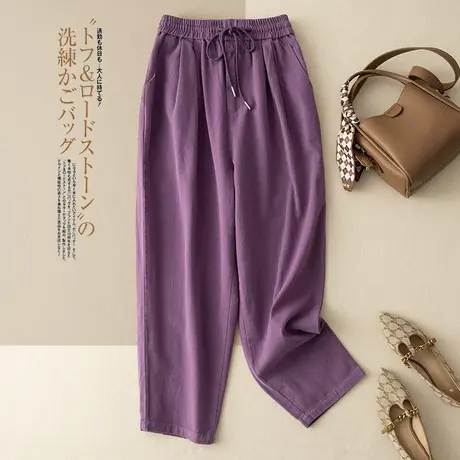 享永子【柔软舒适】95%棉 百搭休闲裤时尚潮流工装女裤秋冬商品大图