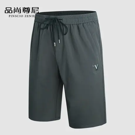 短裤男士夏季抽绳松紧腰休闲运动中裤家居服七分裤子中老年爸爸装商品大图