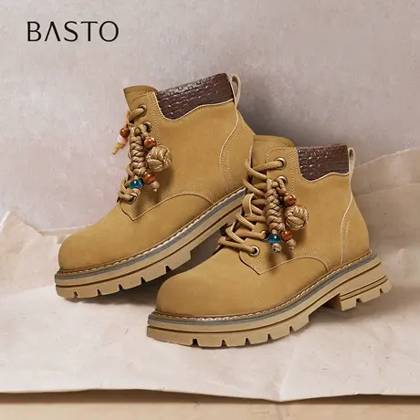 百思图2025冬季新款商场同款工装马丁靴时尚潮流女短靴D3720DD5图片