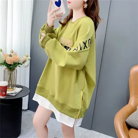 宽松慵懒风假两件卫衣女加绒加厚秋冬2022年新款设计感中长款外套商品大图