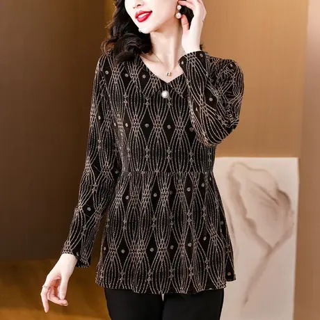 加绒打底衫女2023年新款气质减龄中年妈妈小衫中长款显瘦内搭外穿商品大图