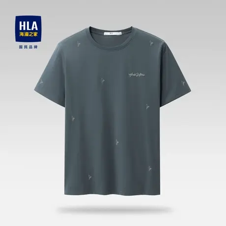 HLA/海澜之家冰爽棉凉感T恤舒适有型透气纯色休闲短袖上衣男商品大图