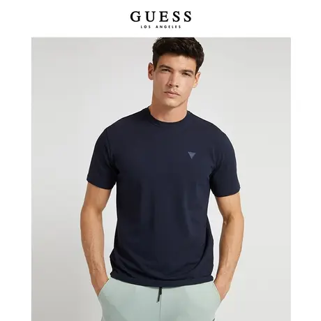 GUESS男士经典宽松倒三角LOGO纯色圆领T恤-Z2RI11JR06K商品大图