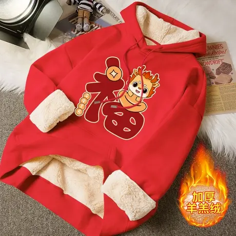 羊羔绒卫衣女秋冬连帽小众上衣女款冬季2023新款女装加绒加厚女士图片