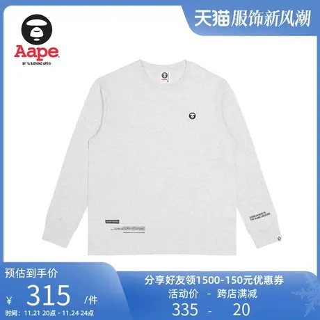 Aape旗舰店男装秋冬字母印花刺绣猿颜徽章休闲多色长袖T恤1207XAJ图片