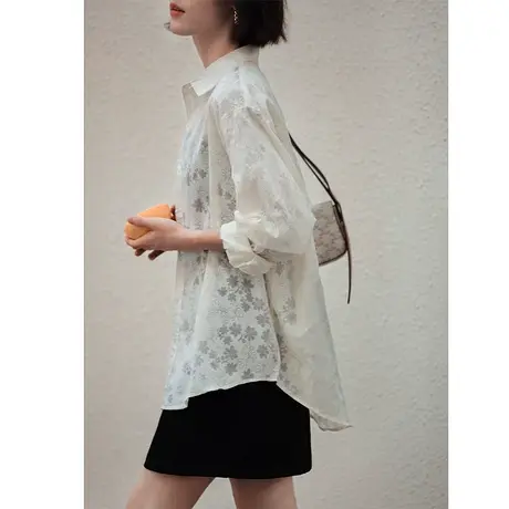 弥古新款法式提花衬衫女开衫春秋吊带裙外搭罩衫防晒衬衣外穿上衣图片