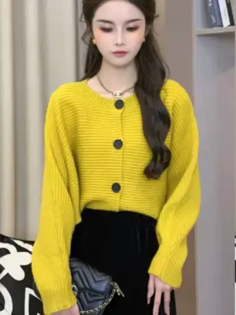 短款毛衣开衫女2023秋季新款宽松慵懒风日系复古甜美可爱针织外套商品大图