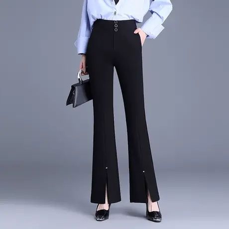 开叉微喇裤女秋冬2023新款高腰显瘦西装裤气质垂感直筒喇叭休闲裤商品大图