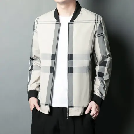 冬季潮牌条纹棒球领防风衣服夹克外套男士2024新款休闲男款秋冬款商品大图