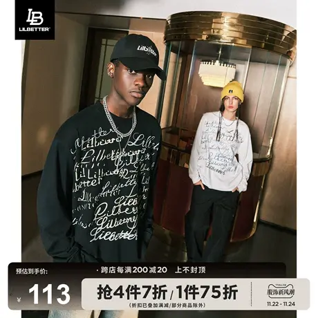 Lilbetter长袖T恤男2023新款上衣宽松情侣装美式体恤潮牌打底衫秋商品大图