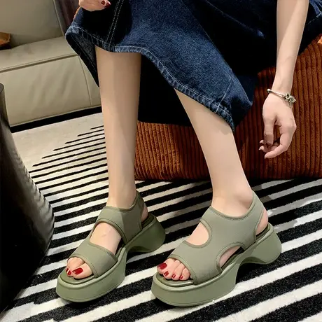 运动凉鞋女2023年新款夏季松糕厚底时尚网红ins潮超火休闲罗马鞋商品大图