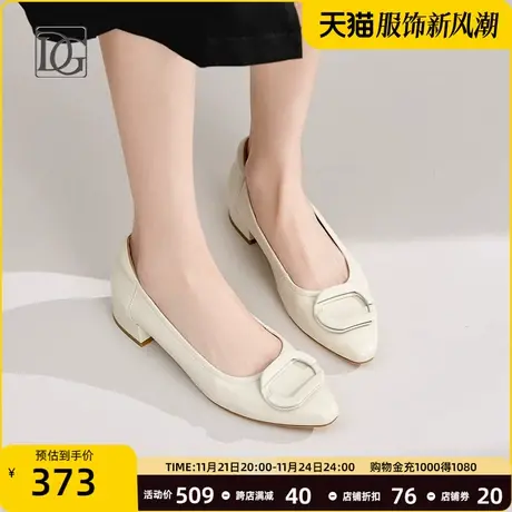 黑色浅口单鞋女低跟2024新款春季舒适通勤真皮工作鞋羊皮休闲皮鞋商品大图