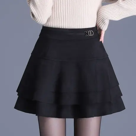 韩版蛋糕裙女短裙秋冬2023新款高腰减龄显瘦a字裙小个子半身裙厚图片