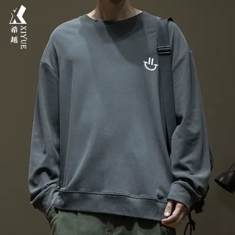 希越德绒T恤男冬季阳离子防静电打底衫宽松大码男士潮牌美式卫衣商品大图