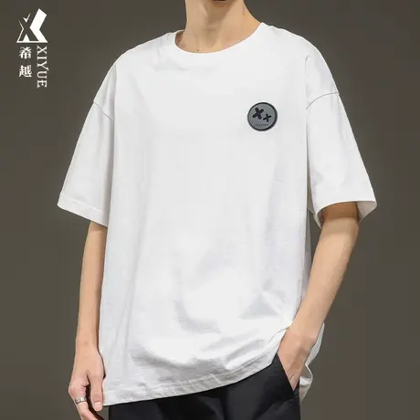 希越2024春季新款短袖T恤男潮牌百搭宽松大码男士圆领打底衫体恤商品大图