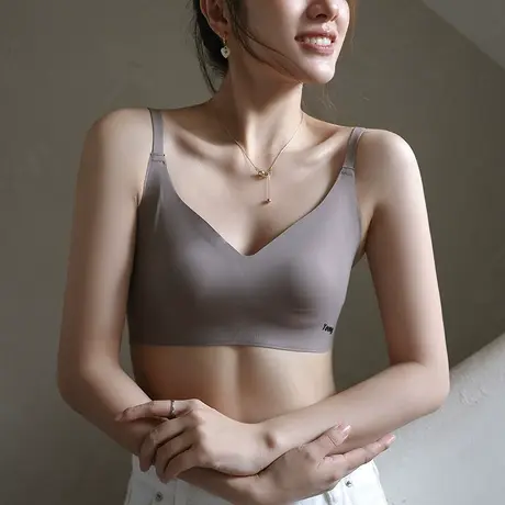 美背内衣女小胸聚拢收副乳防下垂无痕胸罩胸大显小裹胸无钢圈文胸图片