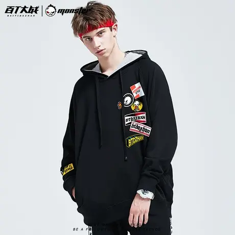 潮牌春秋款卫衣男生时尚炸街欧美风怪兽logo外套纯棉薄款情侣装女商品大图