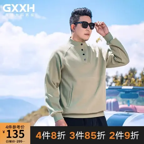 GxxH潮牌大码男装2023秋冬潮流美式百搭休闲中高领卫衣打底衫上衣商品大图