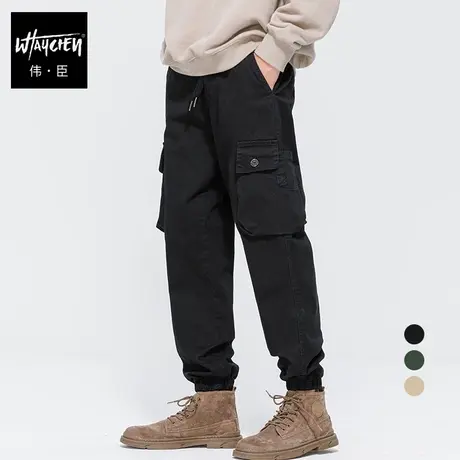 伟臣潮牌大码男日系机能风休闲裤男胖子加肥加大束脚裤肥佬小脚裤商品大图