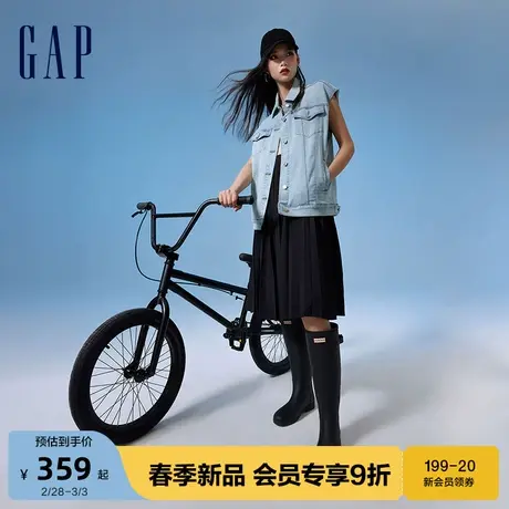Gap女装2024春季新款时尚宽松翻领口袋工装风牛仔背心马甲452258图片