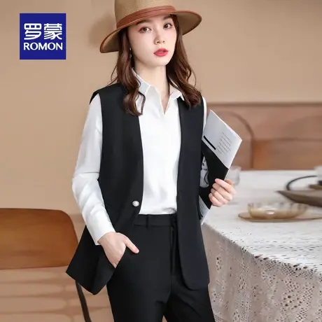 罗蒙女士西装马甲2024春季新款商务休闲职业西服马夹时尚百搭上衣商品大图
