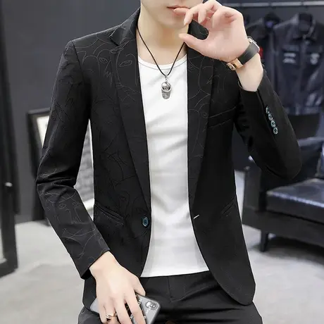 西服男外套ins秋季潮流休闲个性男士西装发型师夜场帅气单西男装商品大图