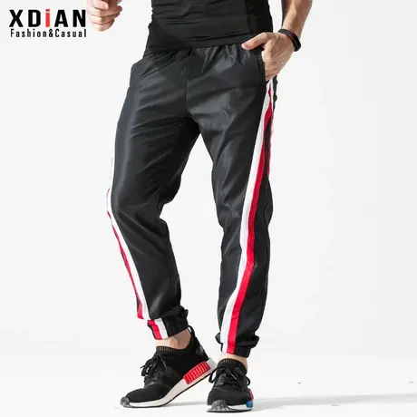 条纹运动裤男士夏季薄款宽松束脚小脚收口休闲速干健身跑步裤长裤商品大图