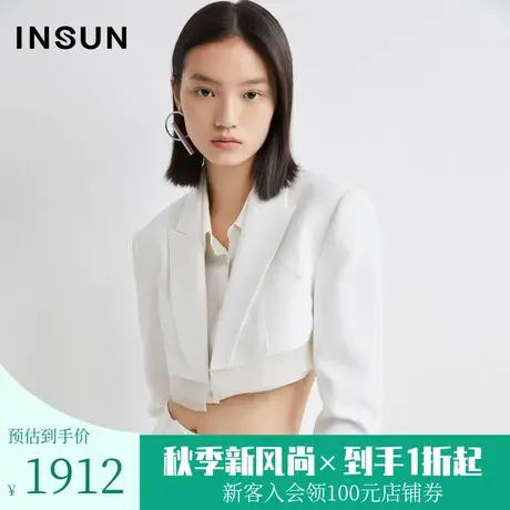 恩裳商场同款春季时尚短款经典白色个性挺括有型西装女图片