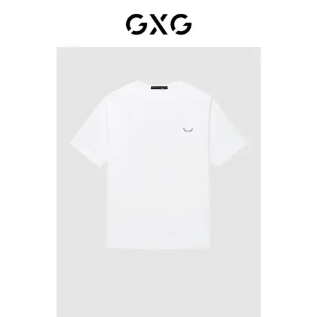GXG男装 创意棋盘格印花潮流宽松时尚情侣T恤短袖男23年清仓款商品大图