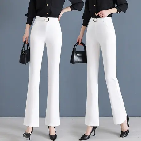 高腰黑色微喇叭裤女春秋季新款显瘦修身弹力休闲垂感马蹄西装裤子图片